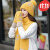 梦姿帕帽子围巾手套三件套女士秋冬季韩版学生保暖一体加厚女生骑 千鸟帽子+围巾+手套黄色