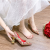 梨娑秀禾鞋婚鞋中式结婚鞋2024年夏季红色平底孕妇可穿婚纱新娘鞋 红色 5cm 34