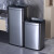 定制洗手间卫生纸不锈钢垃圾桶大号商用大容量立式方形无盖敞口直 30升-钨钢黑