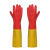 群生天然乳胶双色手套加长加厚橡胶家务防水超长耐油防污手套 红＋黄(群生双色(10双) S
