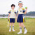 法比兔（FANBEETO）校服小学生夏款幼儿园园服夏装儿童棉短袖运动会服班服套装二件套 黄色女生套装 120cm