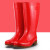 彩色春夏养殖雨鞋 高长筒橡胶水鞋 防滑耐磨防水钓鱼雨靴 红色 38