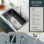 洗菜盆厨房水盆单槽304不锈钢洗菜池加厚洗碗池套装 F6545单盆三件套一无龙头