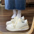 万耐克斯特易少年 奶fufu厚底魔术贴气垫板鞋女ins潮2023新款百搭休闲小白鞋 白色加绒 36