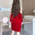 IPYF金丝绒旗袍新中式新年红色洋气少女小礼服高级性感连衣裙包臀短裙 （普通版）红色 S