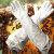 羊皮手套养蜂工具手套蜜蜂防护防蜂蛰手套透气帆布捉蜂采蜜臂袖 本色养蜂手套 XL