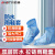 安达通 防雨鞋套 男女通用加厚底pvc透明雨鞋防水防汛防滑雨靴套  蓝色 L码（39-40） 