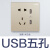 罗格朗五孔插座带usb面板墙壁暗装86型家用充电口 仕典米兰金五孔带USB