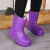 加绒雨鞋女保暖防滑加厚冬季雨靴防水棉鞋男士EVA泡沫轻便一体鞋 高筒紫色（系绳加棉款） 36-37