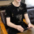 MRPYT夏季短袖t恤男士社会小伙半袖个性时尚冰丝体恤青年帅气潮流上衣 8003-黑色 M