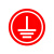 阿力牛 ABS121 机械设备安全标识牌 设备标签提示牌 防水防油标识牌  接地-红底白字 直径30mm(10个装)