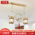 沙尔克 新中式全铜餐厅吊灯三头创意个性吧台书房玄关过道中国风灯具 B款  长74cm 高52-74cm可调节