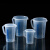 鸣固  实验室用品 pp塑料刻度量杯 带盖透明量杯带把手计量  塑料刻度量杯蓝线500mI带盖