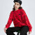 卡帕（Kappa）腰果花套头衫情侣男女秋运动卫衣休闲满印外套 中国红-554 S