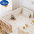 迪士尼（Disney）婴儿床床围软包防撞宝宝床上用品套件可拆洗儿童拼接床护栏围挡布 水洗棉 熊头 白(三面床围) 56*100cm