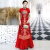 雅格罗伊越南奥黛旗袍裙改良长款正宗中国风改良版连衣裙两件走秀表演出服 红色 84 S