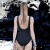 范德安（BALNEAIRE）BE范德安QUEEN系列连体泳衣女士U型美背立体剪裁遮肉显瘦海岛度假 黑色 L