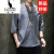 袋鼠（DaiShu）中国风男装夏季薄款棉麻提花中袖T恤男中式盘扣大码短袖体恤衫 灰色 M