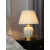 美式轻奢铜陶瓷台灯卧室客厅家用简约现代中式温馨装饰床头灯 米色百褶小号 按钮开关