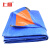 上柯 D4040 蓝橘色加厚防雨布 防水防晒遮阳棚布苫布PE塑料布 5X7m