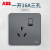 ABB 纤悦系列古典灰色开关插座面板86型照明电源插座 一开16A三孔AR228-G