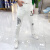 杰森梵西2024新款欧洲站白色牛仔裤男时尚烫钻印花潮流修身小脚长裤男 白色 30