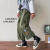 小茸猫16-20岁男生日常搭配穿的直筒阔腿裤春夏季学生韩版潮流九分休闲 主图款绿色 M