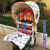 自行车带孩子的后车座儿童座椅雨棚后置宝宝电动瓶车可折叠后坐椅 减震坐+粉卡通单棚+彩垫