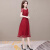 梵威伦（VAVEREN）品牌红色连衣裙2023女新款高端旗袍喜婆婆婚宴装礼服轻奢女装 红色 L