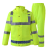 先锋连 带帽反光雨衣值勤交通骑行雨衣防汛救援巡逻 加厚荧光绿分体雨衣 3XL-185 