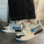 TUEX韩版潮流鞋子男女2024春季新款板鞋气垫篮球运动鞋透气休闲跑步鞋 黑蓝色 36