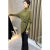 恺吉锐高领蝙蝠袖毛衣女不规则时尚洋气小众设计感宽松针织衫 橄榄绿毛衣 均码 85145斤(song腰带)
