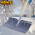 推雪铲户外除雪铁锹清雪大号雪铲塑料推雪板粪铲铲雪工具 加厚塑钢铲+1.2米木柄