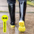 高筒雨鞋 男士雨靴 加绒水靴 长筒短筒鞋 防滑雨靴 防水中筒水鞋 W906高筒牛筋底厚底