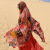 珍韵缘民族风披肩围巾女夏季薄款棉麻青海西藏沙漠旅游拍照防晒外搭 花边红色