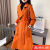 歌鹏秋冬韩版女款双面呢大衣时尚宽松版中长款风衣藏肉 橙色 xs80/115斤