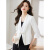 岩彩新中式国风休闲小西装女高级感复古外套七分袖春夏款西服百搭色简 白色 XL(建议80-110斤)