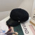 瑞邦莱秋冬新款PU皮帽子女韩版英伦复古贝雷帽M标条纹八角帽报童画家帽 卡其色