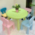 防滑圆桌椅凳塑料幼儿园桌椅居家用玩具桌椅套装小孩写字画画桌椅 绿圆桌+1海蓝1灰粉1蓝1粉小背 0cm