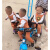 二胎婴儿手推车双人车二胎神器三胞胎三人座童车三轮车脚踏车推车 蓝色2+1发泡轮