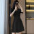 AEMAPE黑色连衣裙2024夏季新款气质设计感小众时尚收腰通勤职业短袖裙子 743#黑色 S码建议80-95斤