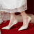 回力四季珍珠法式两穿婚鞋细跟高跟鞋女2023新娘婚鞋尖头宴会 香槟色 34