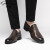 沙驰（SATCHI）夏季新款透气尖头男士皮鞋头层牛皮时尚手抓纹商务套脚耐磨鞋子 棕色 40