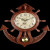 汉时舵手挂钟客厅钟表家用时钟挂墙创意轻奢地中海实木船舵挂钟 棕色 棕色中号表盘直径24cm汉时机芯