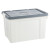 谋福 防水防潮塑料箱透明储物箱加厚大号整理箱手提收纳箱（白色箱子灰色盖子30#）