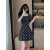 WVZW2024夏装新款法式方领绣花小个子A字连衣裙短袖裙子 图片色 XL 115-125斤