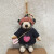 CLCEY小熊挂件泰迪创意公仔挂饰生日礼品汽车情侣钥匙扣包挂件 粉色熊毛领披肩款