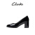 Clarks其乐芙蕾瓦系列女鞋春夏新款粗跟黑色高跟鞋通勤浅口单鞋女 黑色261748734(羊皮革) 35.5