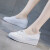 麦米芬坡跟内增高女鞋夏季皮鞋浅口小白鞋女季透气厚底薄款一脚蹬板鞋 白色 39