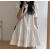 拉夏贝尔夏季新款设计感小众褶皱法式泡泡短袖连衣裙女减龄圆领设计感裙子 白色 M